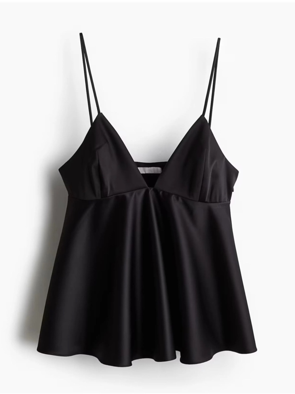 H&M Black Satin Spaghetti-Strap Cami Top